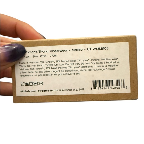 Allbirds Women’s Trino Thong Underwear in Malibu - Picture 2 of 3